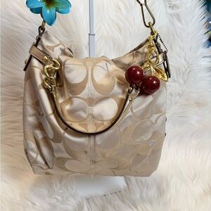 Authentic Coach Signature Jacquard Hobo Bag – Champagne Gold